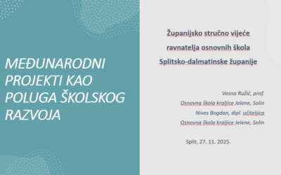 Predavanje ravnateljice i koordinatorice Erasmus+ projekata na županijskom skupu ravnatelja Splitsko-dalmatinske županije